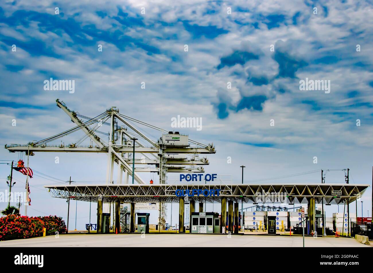 L'entrée du port de Gulfport est illustrée, le 29 mai 2021, à Gulfport, Mississippi. Le port a été établi en 1902. Banque D'Images