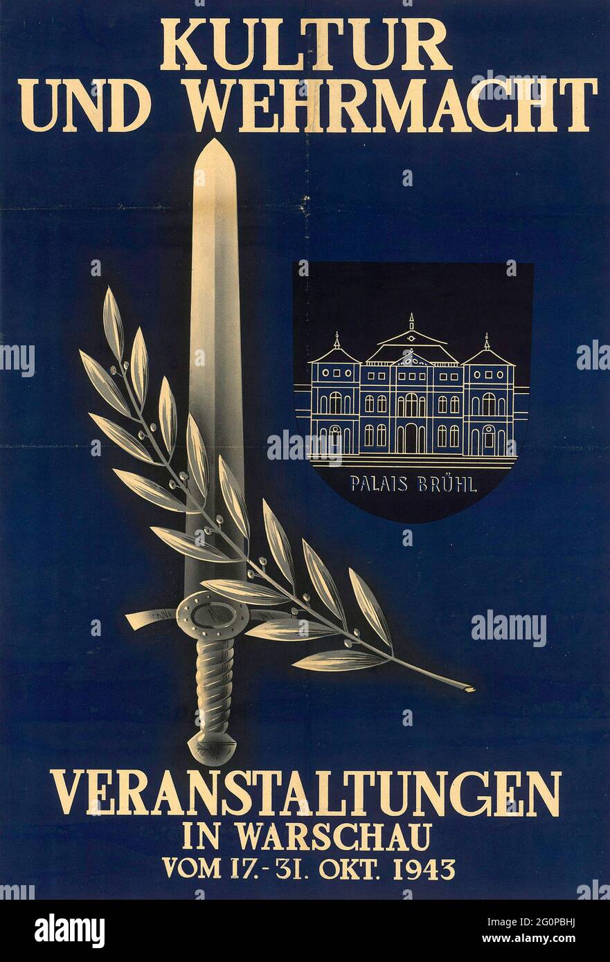 Une affiche de propagande nazie vintage pour les événements culturels et militaires à Varsovie 1943 Banque D'Images