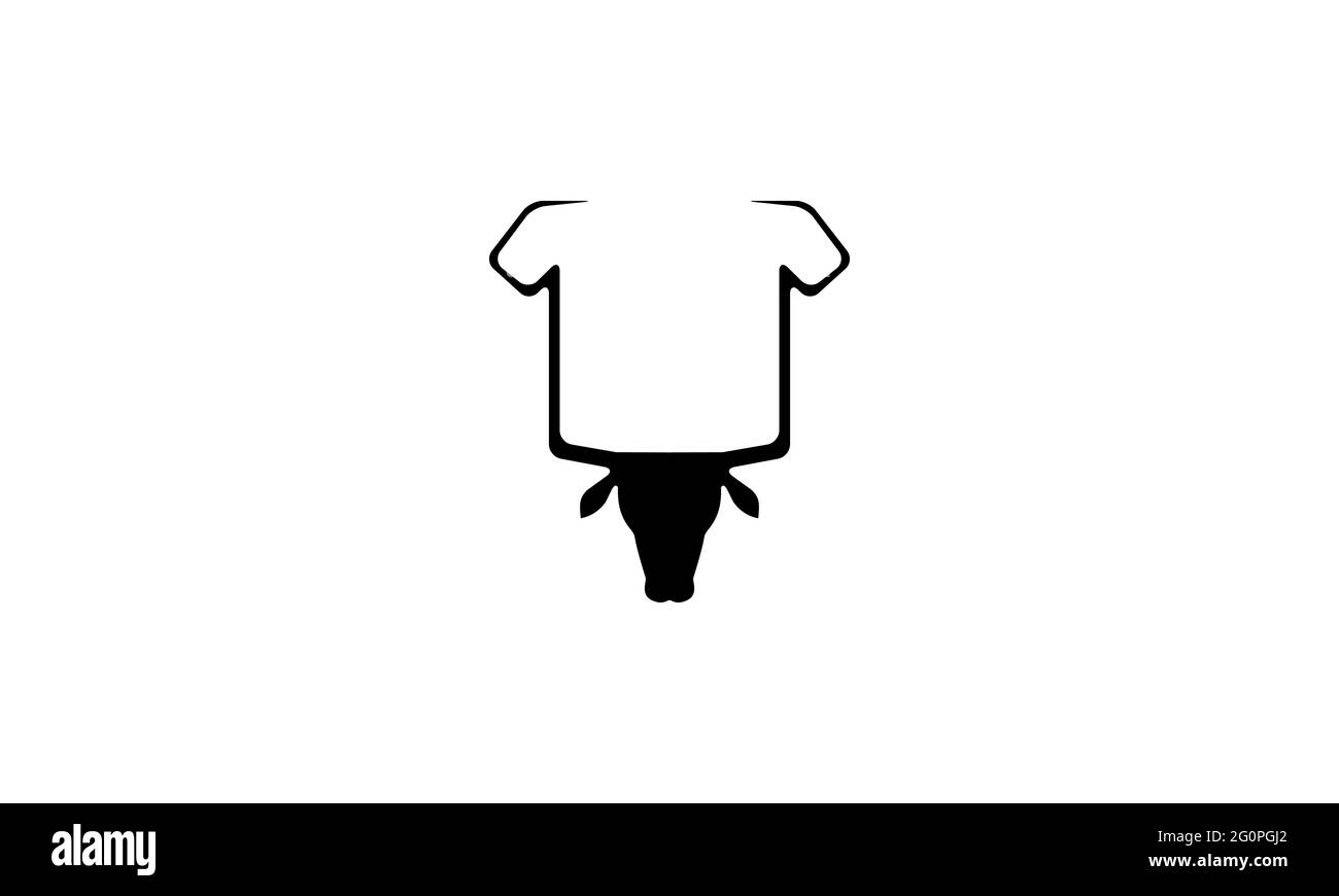 tête de vache ou de buffle avec logo en tissu symbole icône vecteur graphique illustration Illustration de Vecteur