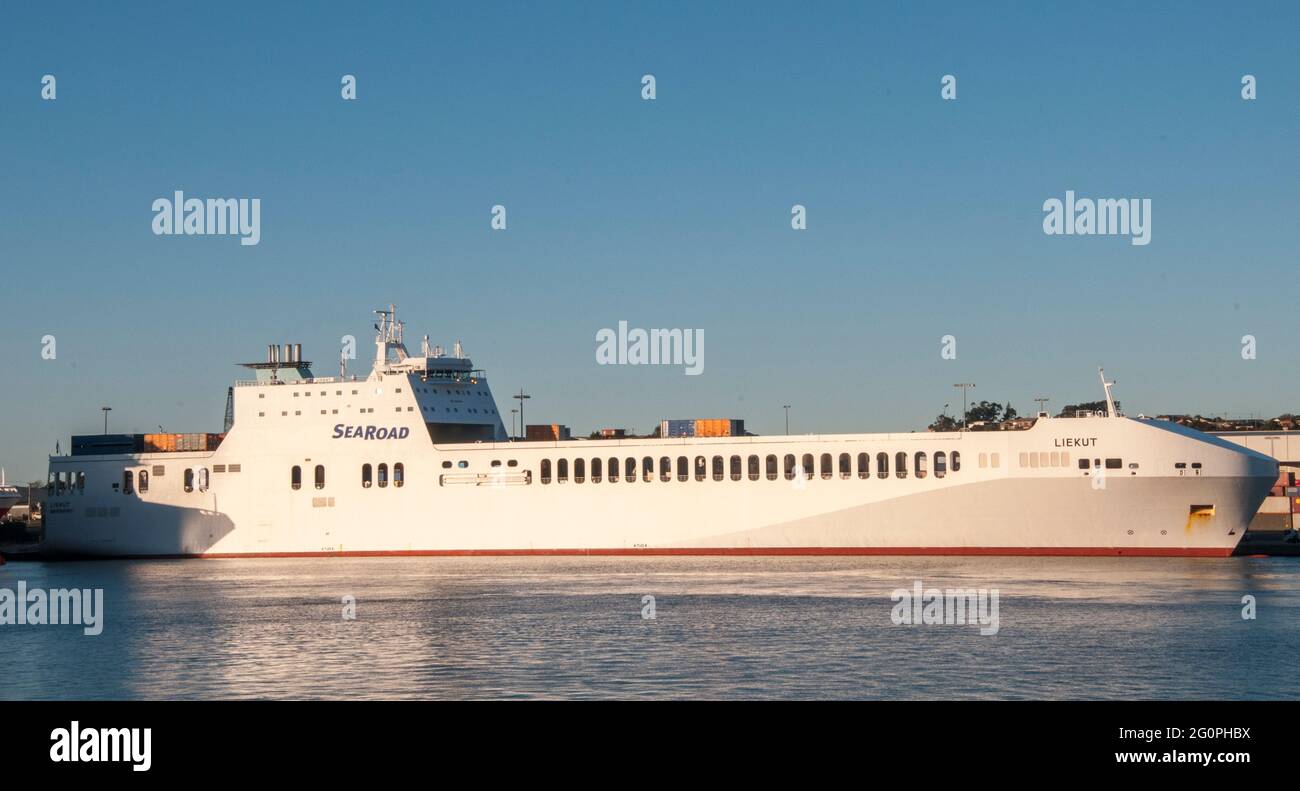 SeaRoad, le nouveau navire d'affrètement MV Liekut d'Australie à East Devonport, Tasmanie. Les voyages commerciaux ont commencé en avril 2021. Banque D'Images