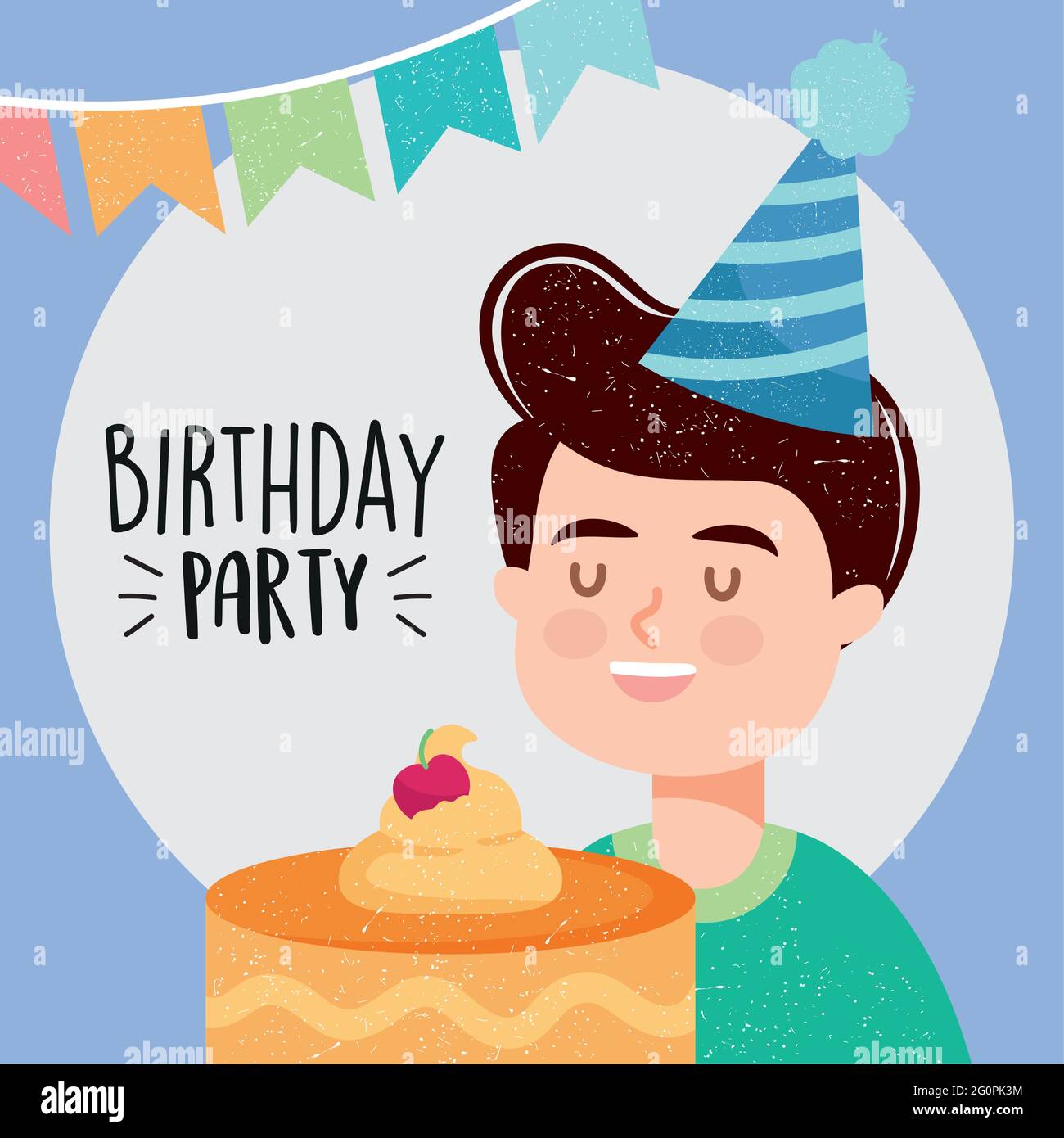 Illustration Joyeux Anniversaire Avec Joyeux Garcon Image Vectorielle Stock Alamy