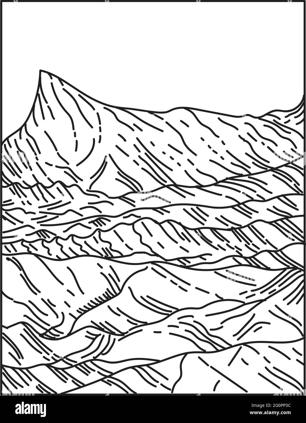 Illustration monoligne du parc national de la Vallée de la mort qui chevauche la frontière de la Californie Nevada, à l'est de la Sierra Nevada, États-Unis fait à l'état de ret Illustration de Vecteur Illustration monoligne du parc national de la Vallée de la mort qui chevauche la frontière de la Californie Nevada, à l'est de la Sierra Nevada, États-Unis fait à l'état de ret Illustration de Vecteur