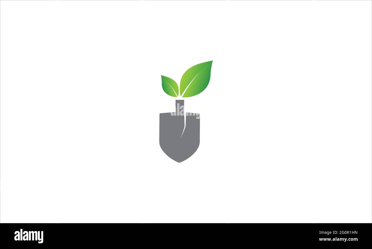 icône de feuilles de pelle ou symbole de modèle vectoriel de logo de jardinage Illustration de Vecteur