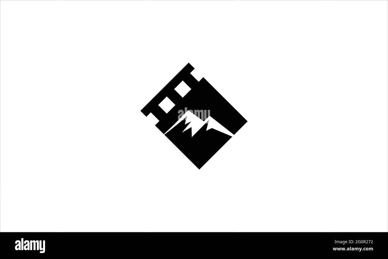 Icône de montagne à l'intérieur de la bande de film icône logo design illustration du modèle vectoriel Illustration de Vecteur