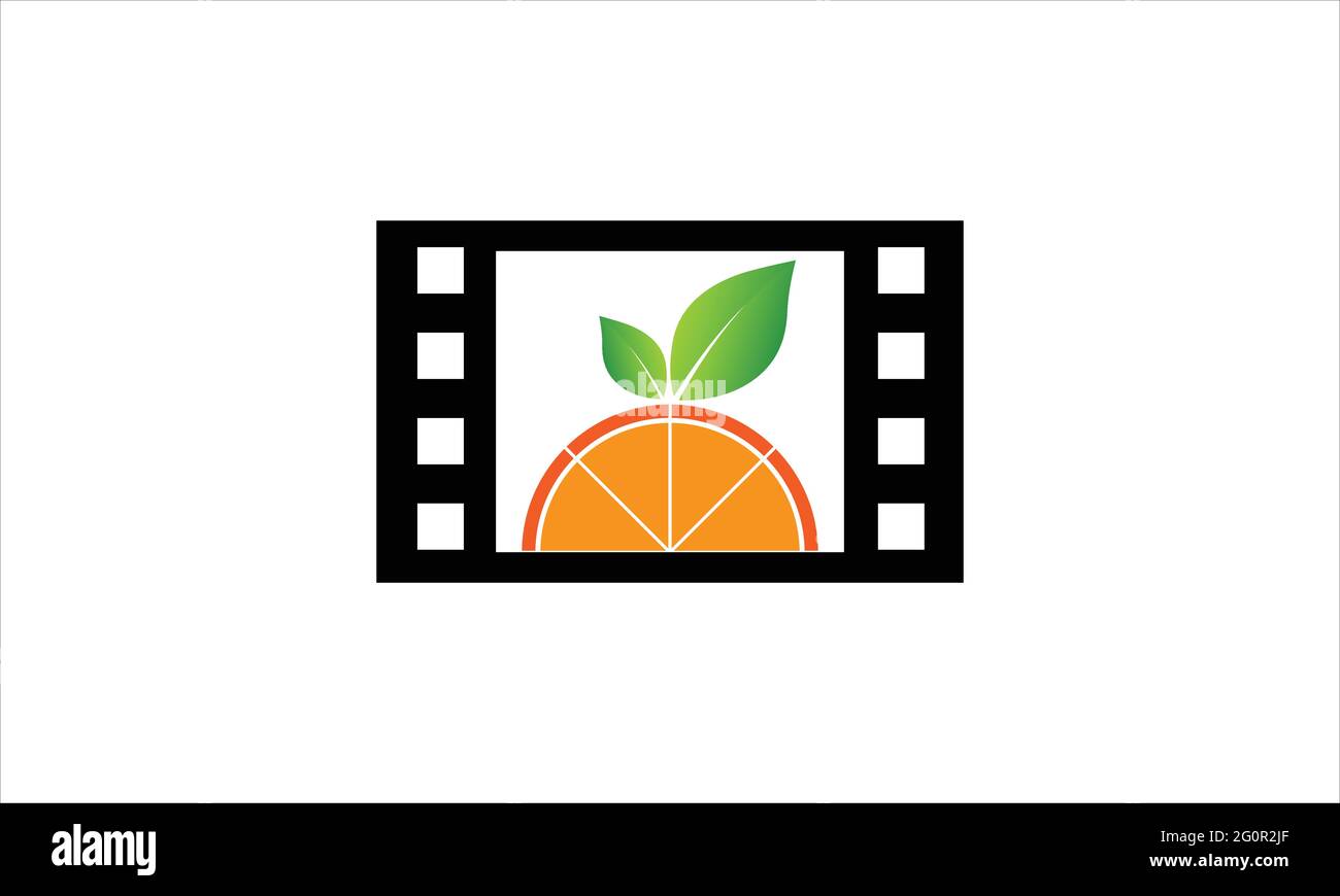 Fruit frais citron à l'intérieur film bande de film icône logo illustration de conception Illustration de Vecteur
