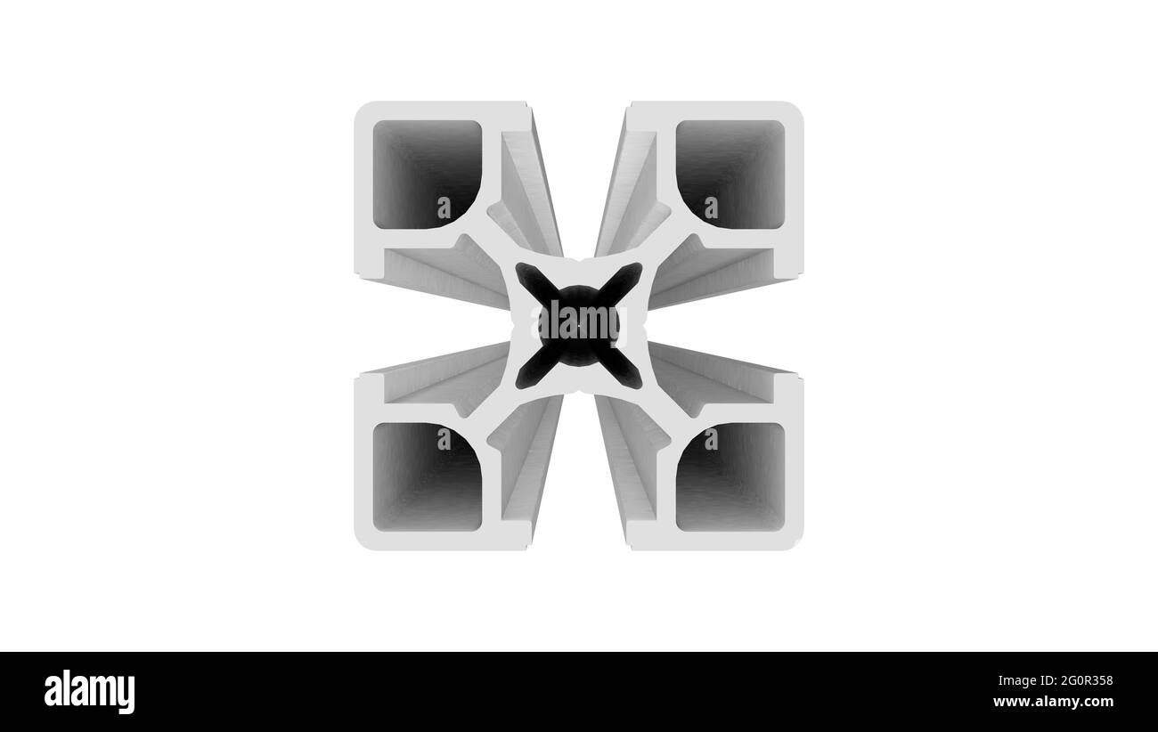 Rendu 3D d'un profil métallique en alunium isolé sur blanc arrière-plan Banque D'Images