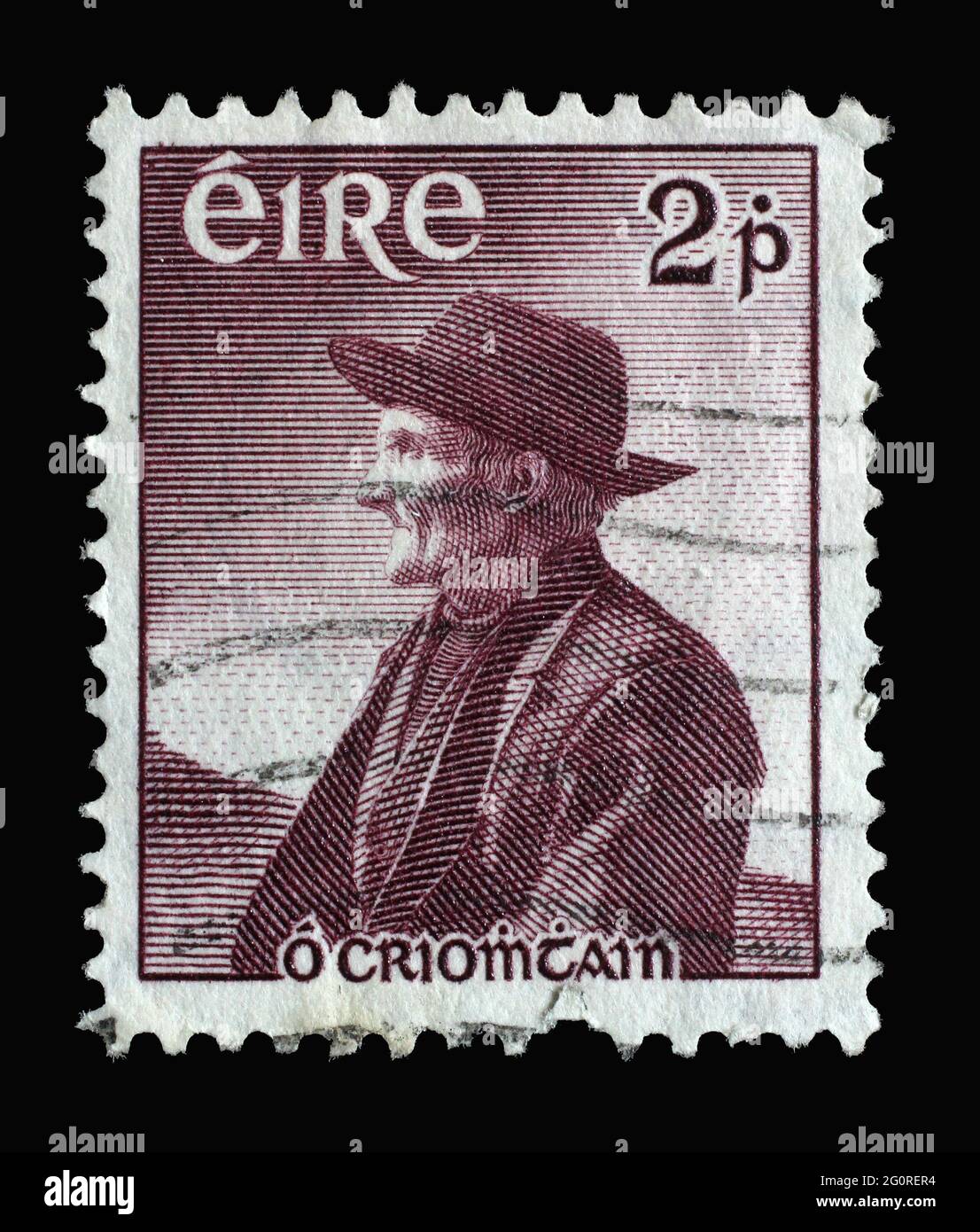 Un timbre imprimé en Irlande montre Thomas O'Crohan (1856-1937), centenaire de la naissance, vers 1957 Banque D'Images