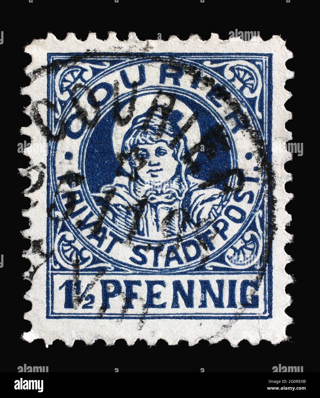 Timbre imprimé en Allemagne, courrier postal local de Munich, vers 1896 Banque D'Images Timbre imprimé en Allemagne, courrier postal local de Munich, vers 1896 Banque D'Images