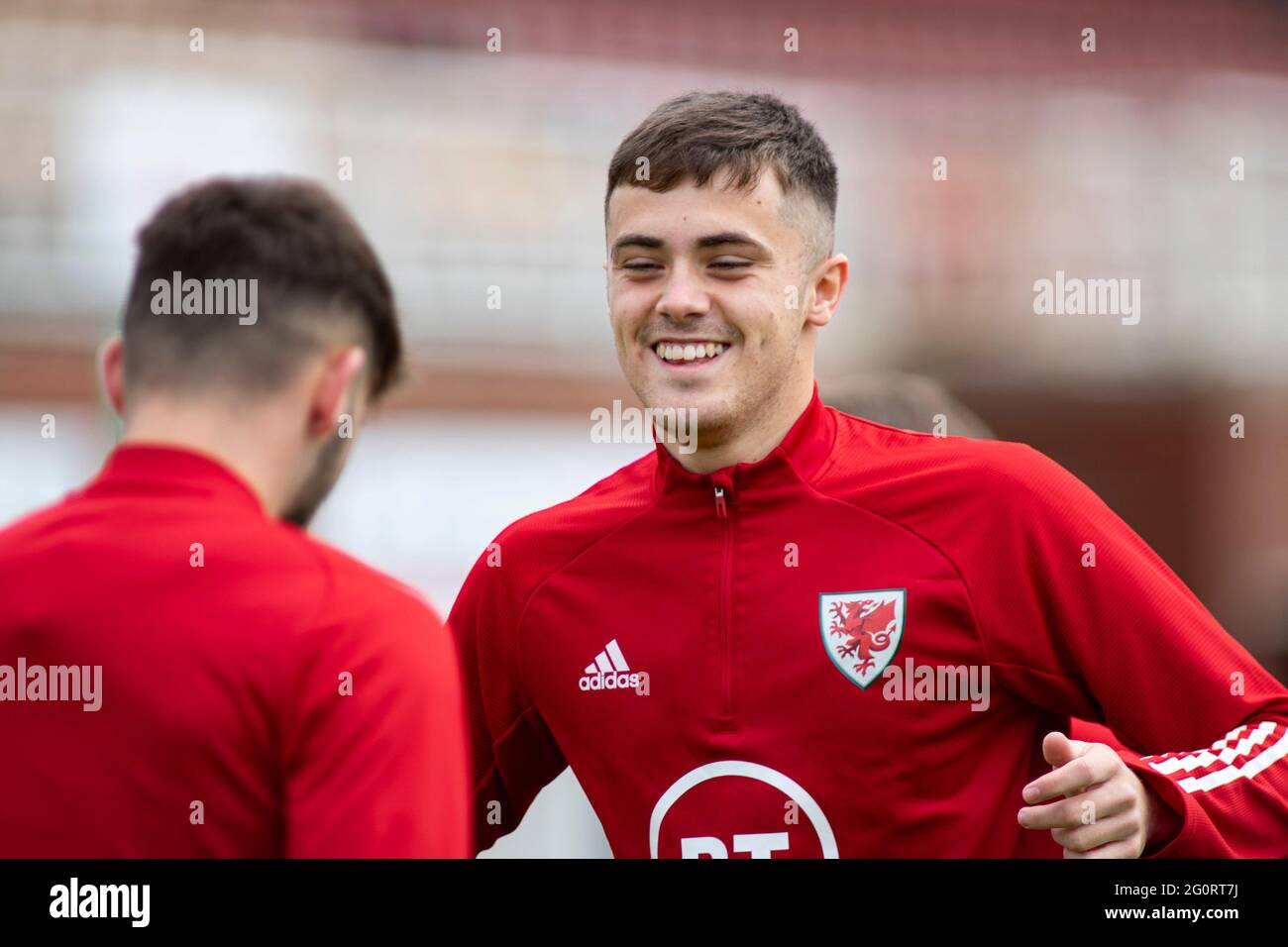 Llanelli, Royaume-Uni. 3 juin 2021. Lewis Collins du pays de Galles u21 pendant l'entraînement au parc Stebonheath avant leur match contre la Moldavie demain. Crédit : Lewis Mitchell/Alay Live News Banque D'Images