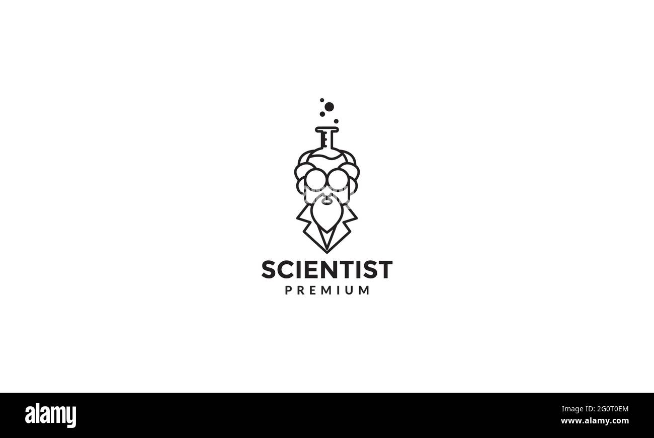 old man lignes laboratoire science logo symbole vecteur icône illustration graphique design Illustration de Vecteur