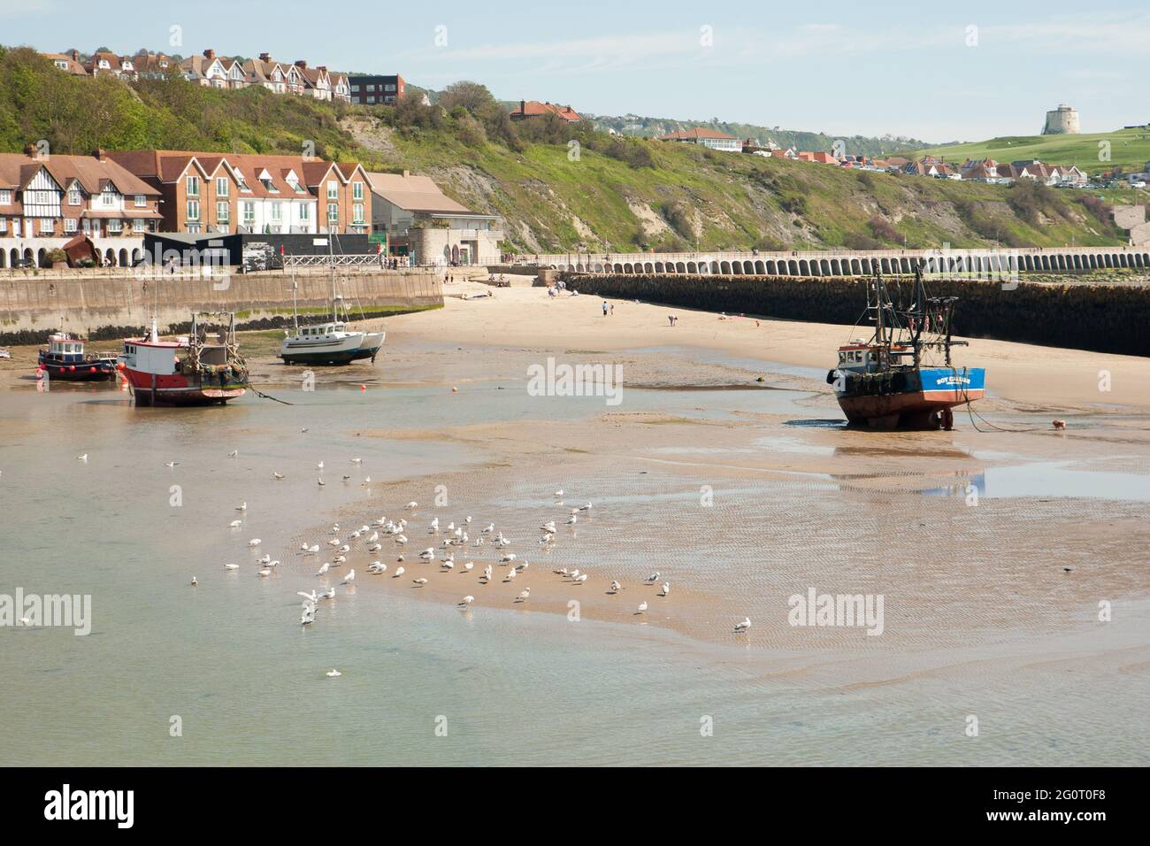 Folkestone Harbour Harbour Harbour Harbour large angle de facheye Banque D'Images
