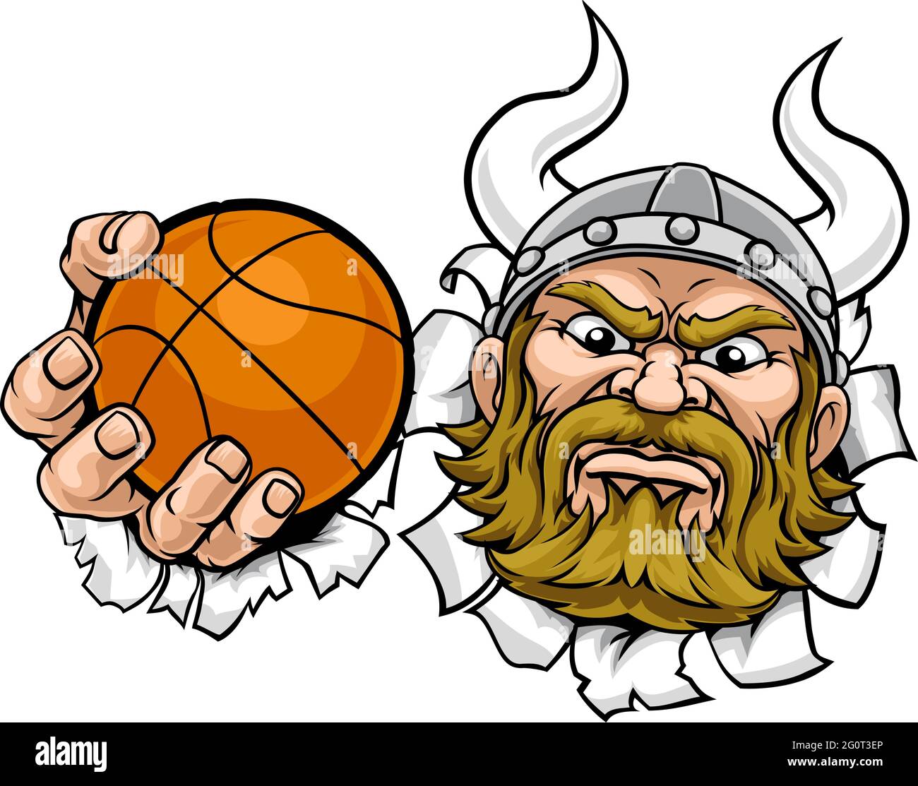 Viking Basketball ball ball Sports Mascot Cartoon Illustration de Vecteur