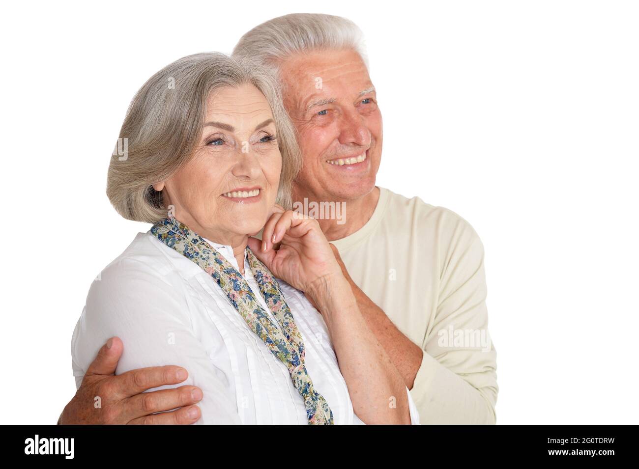 Close up portrait of happy senior couple posing Banque D'Images