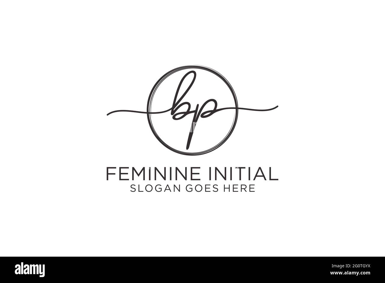 Logo d'écriture BP avec modèle circulaire logo vectoriel de signature initiale, mariage, mode, floral et botanique avec modèle créatif. Illustration de Vecteur