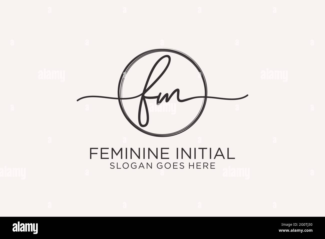 Logo d'écriture FM avec modèle circulaire logo vectoriel de signature initiale, mariage, mode, floral et botanique avec modèle créatif. Illustration de Vecteur