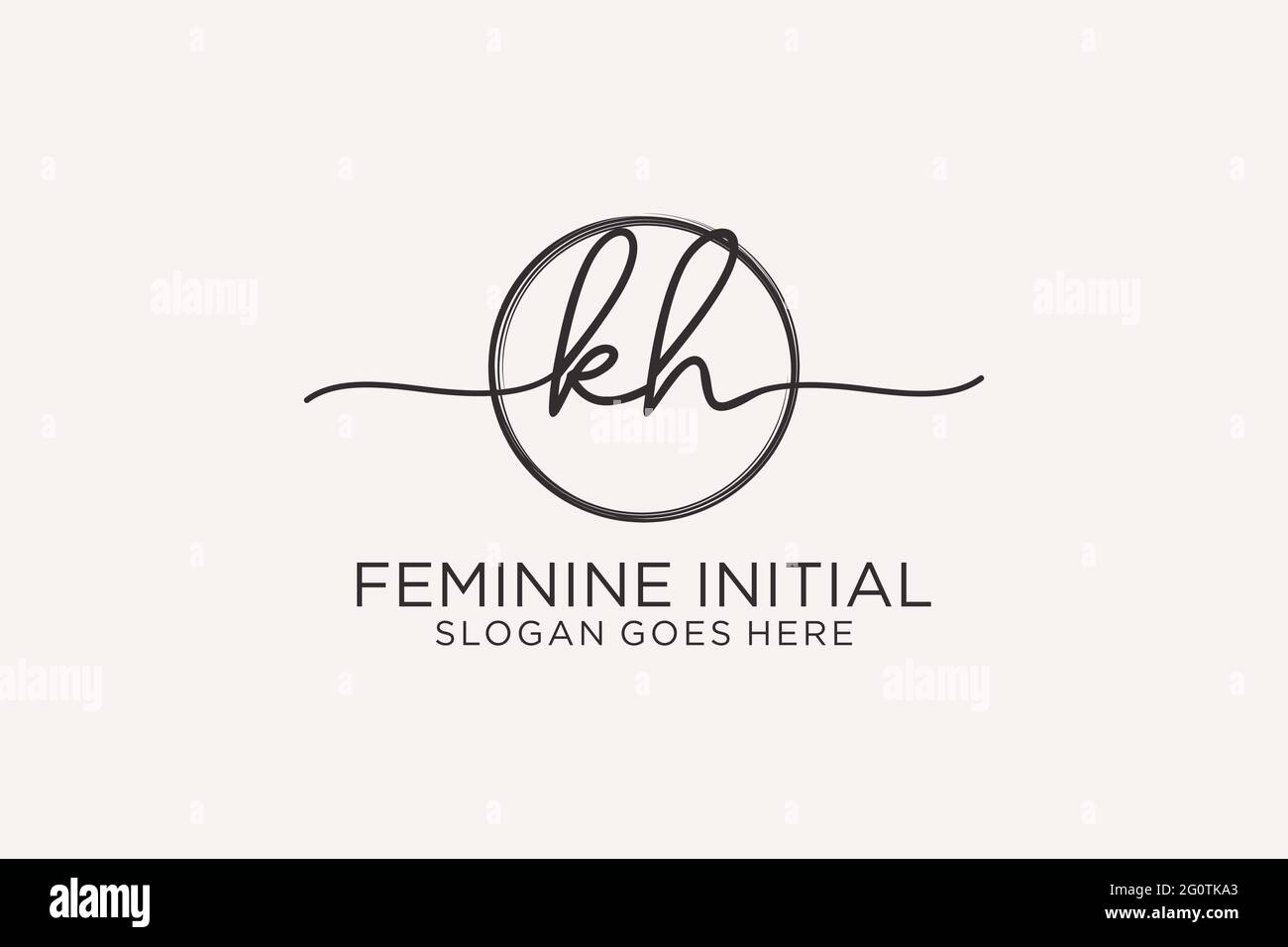 Logo KH écriture manuscrite avec modèle circulaire logo vectoriel de signature initiale, mariage, mode, floral et botanique avec modèle créatif. Illustration de Vecteur