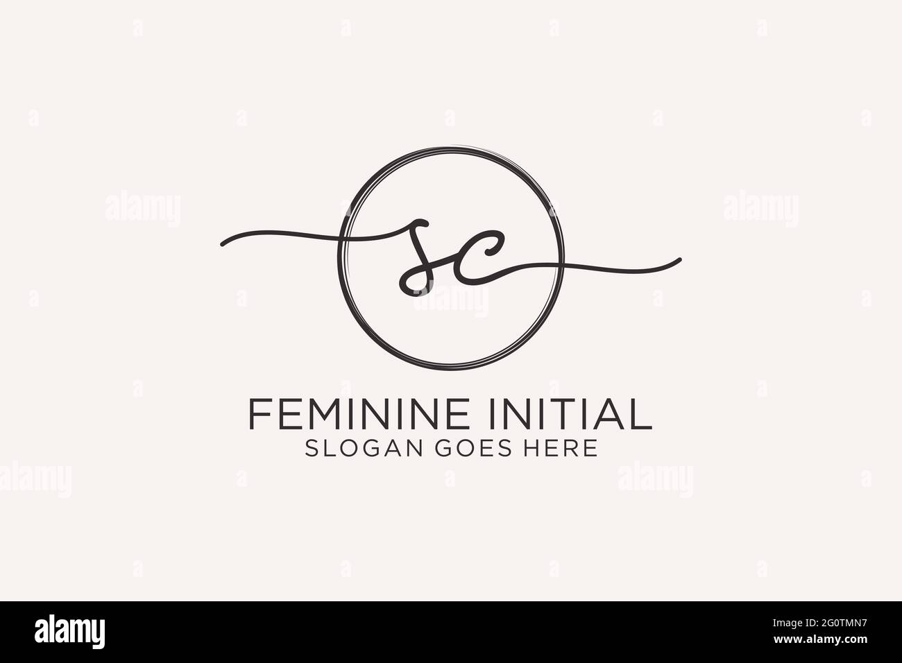 Logo SC écriture manuscrite avec modèle circulaire logo vectoriel de signature initiale, mariage, mode, floral et botanique avec modèle créatif. Illustration de Vecteur