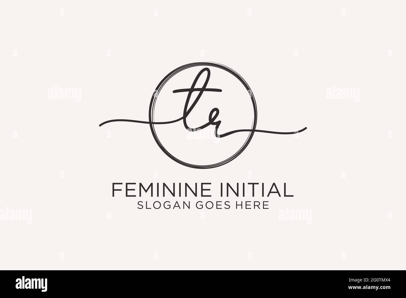 Logo d'écriture TR avec modèle circulaire logo vectoriel de signature initiale, mariage, mode, floral et botanique avec modèle créatif. Illustration de Vecteur