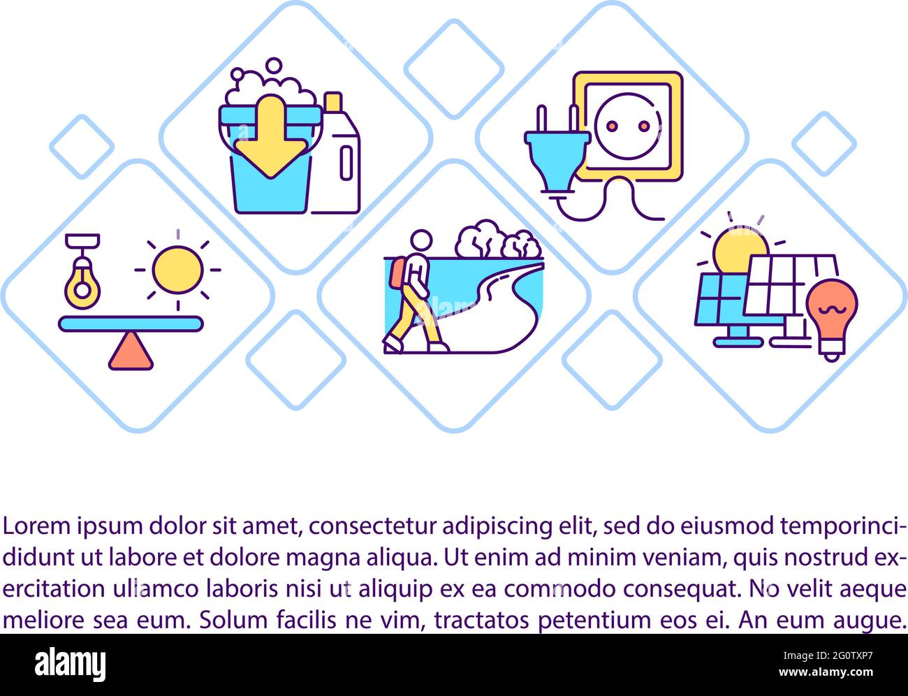 Icônes de la ligne de concept des efforts d'atténuation du carbone avec texte Illustration de Vecteur