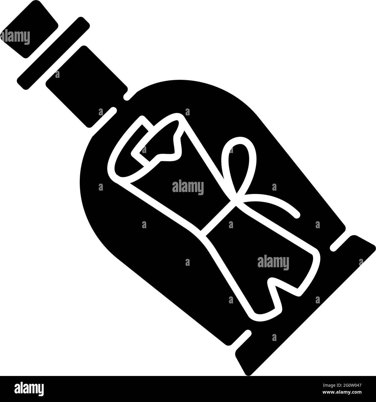 Icône de glyphe noir de message en flacon Illustration de Vecteur