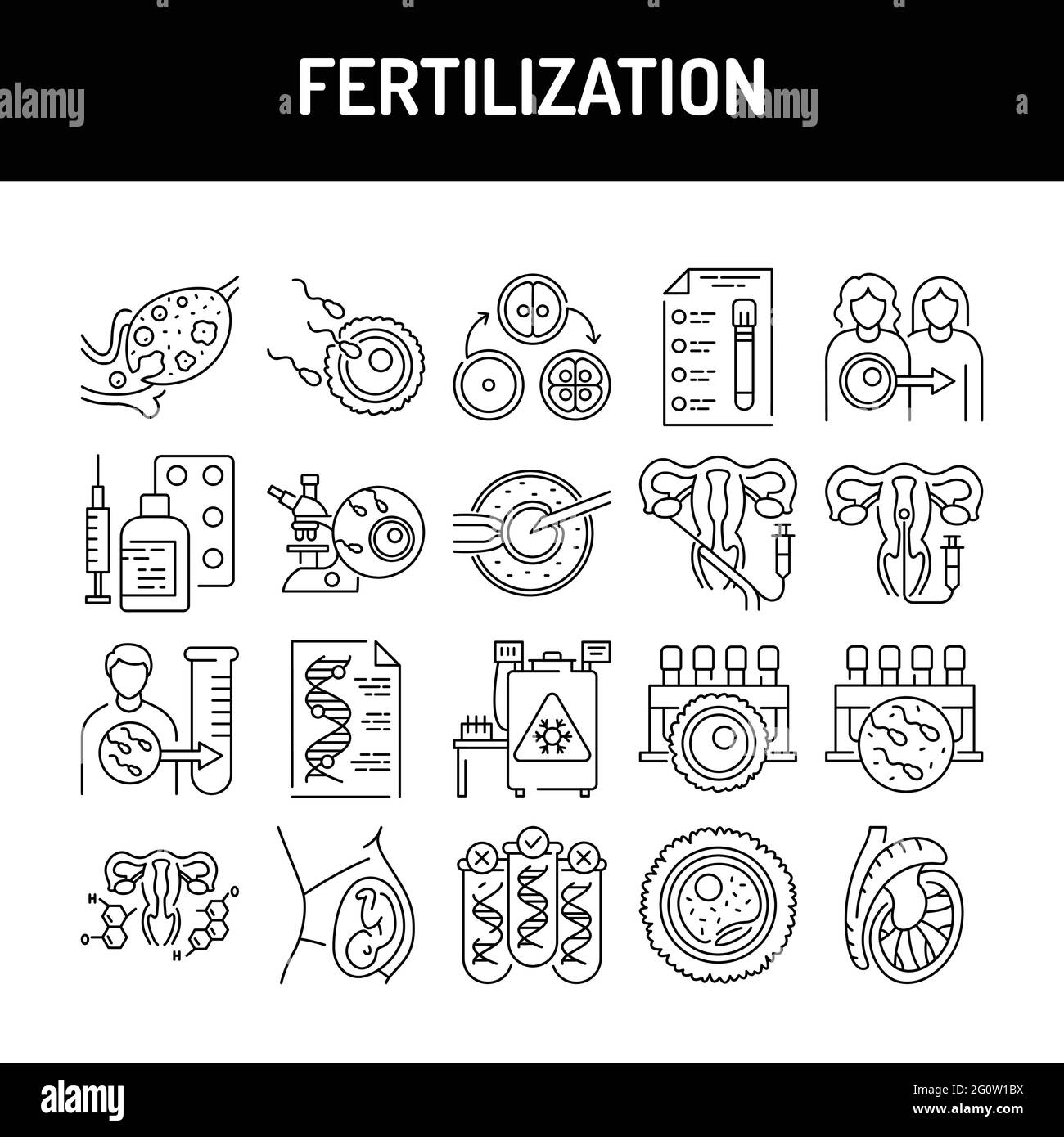 Jeu d'icônes de ligne de couleur de fertilisation. Pictogramme pour page Web, application mobile, Promo. Élément de conception UI UX GUI. Contour modifiable. Illustration de Vecteur