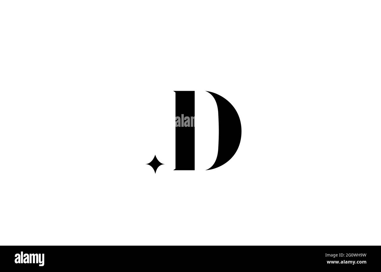 Logo lettre D noir et blanc pour les affaires avec étoile. Lettrage créatif pour l'entreprise. Design de l'icône de marquage de l'identité de l'entreprise Banque D'Images