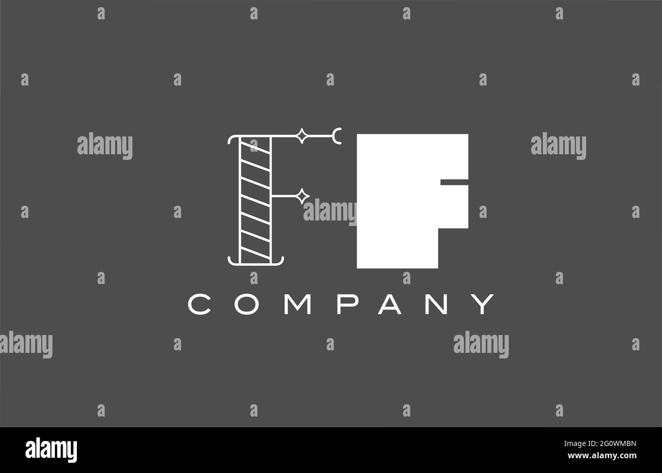 Icône géométrique F FF gris lettre alphabet blanc logo pour la société. Style différent pour les entreprises et les entreprises Banque D'Images