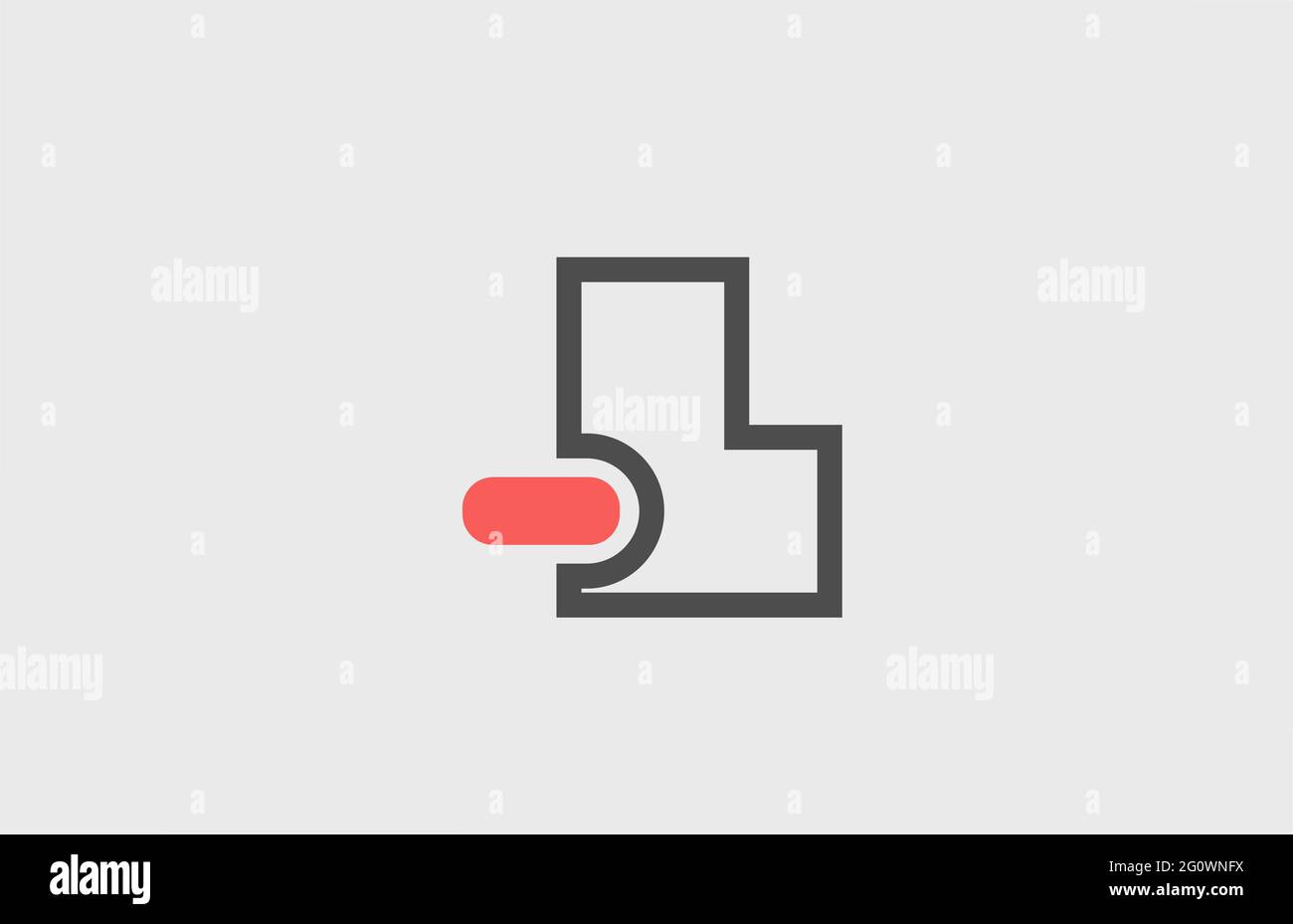 Icône de logo en forme de lettre L gris rose. Conception géométrique pour l'identité de l'entreprise avec la ligne Banque D'Images