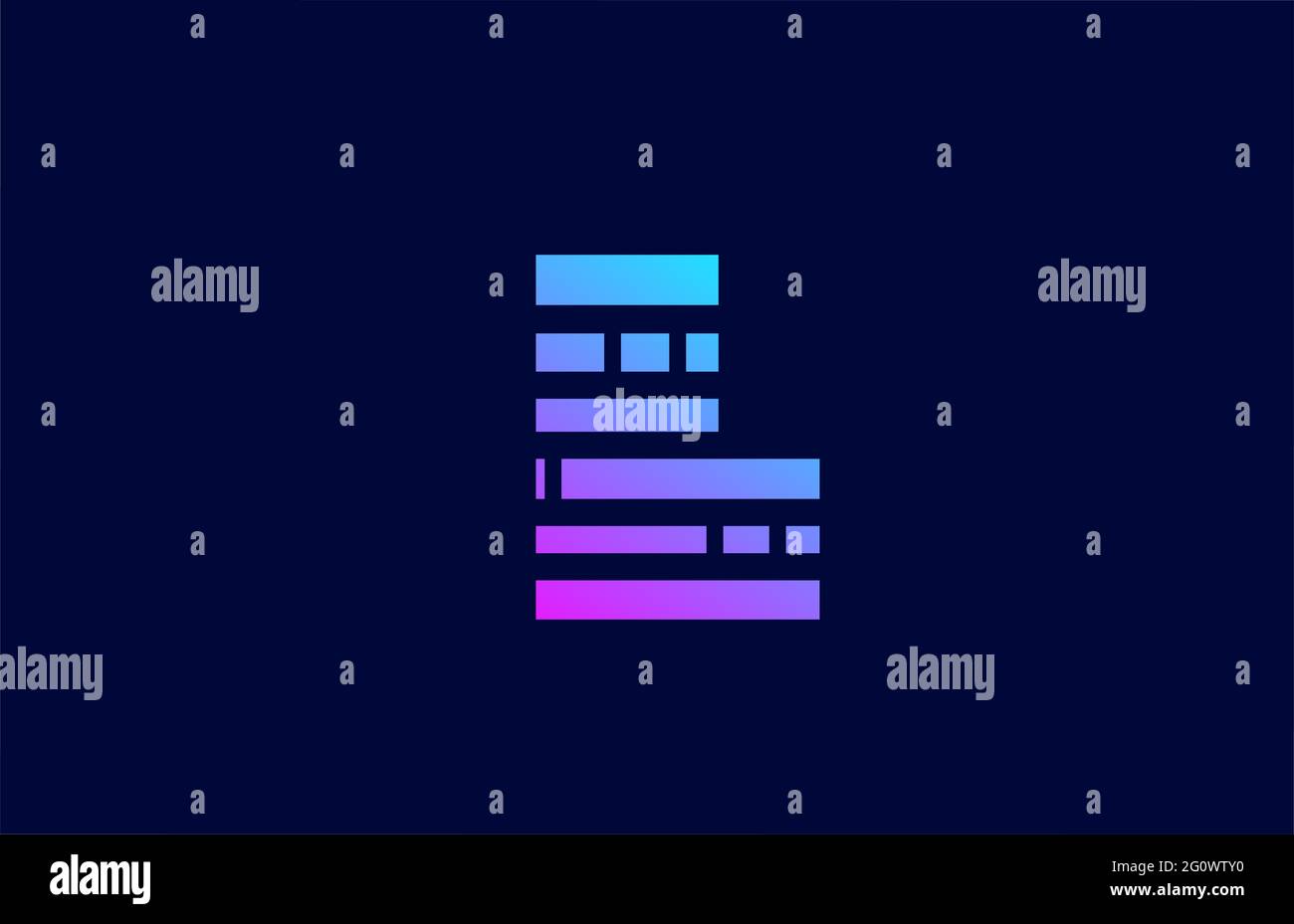 Icône alphabétique du logo lettre L avec une ligne de bloc. Design créatif pour les entreprises avec dégradé bleu rose Banque D'Images
