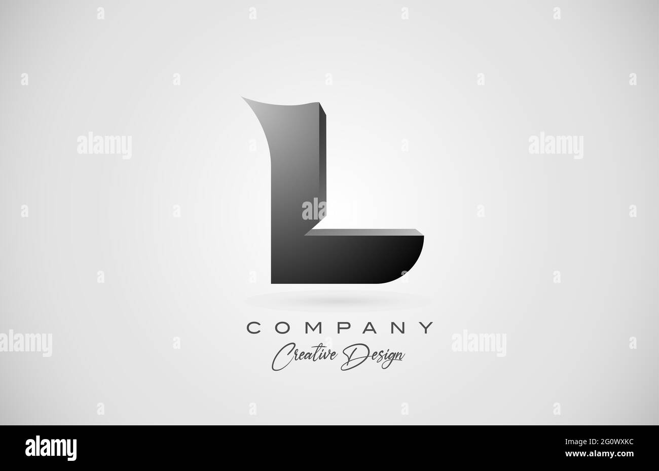 Icône de logo lettre L en dégradé noir. Design créatif pour les entreprises et les entreprises Banque D'Images