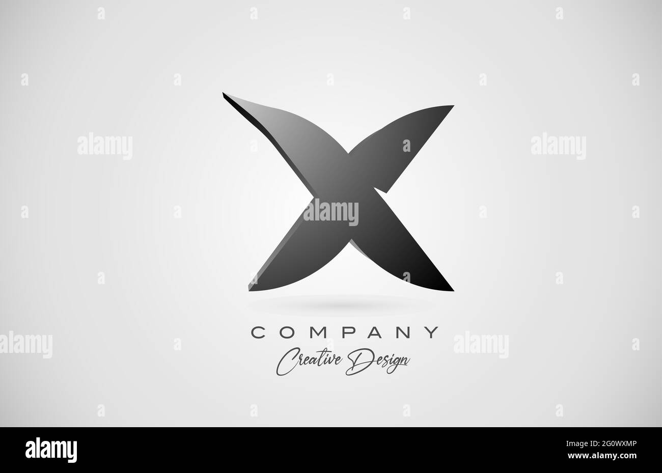 Icône de logo lettre X de l'alphabet en dégradé noir. Design créatif pour les entreprises et les entreprises Banque D'Images