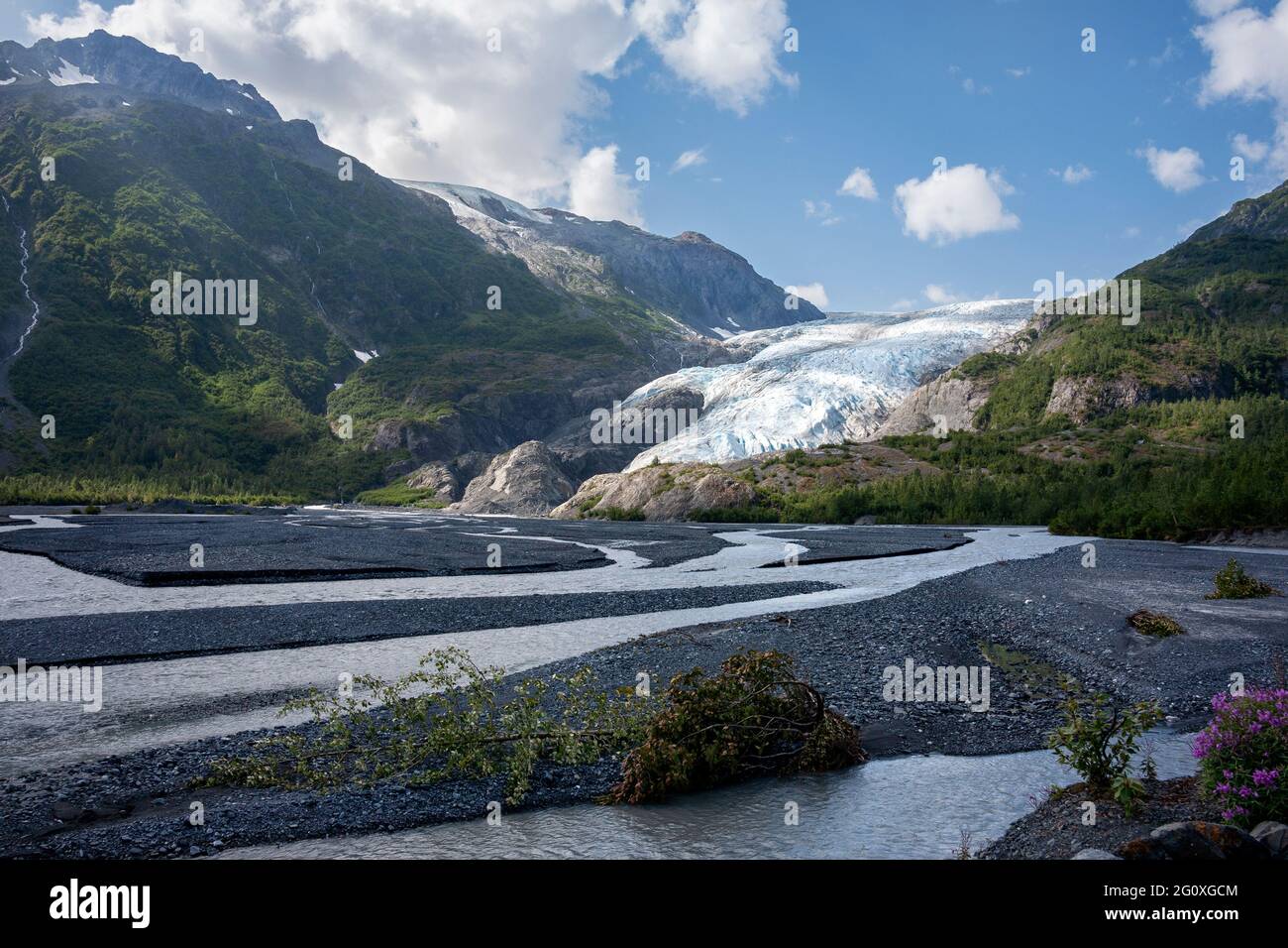 Quittez Glacier et les montagnes près de Seward Alaska pendant un après-midi ensoleillé Banque D'Images