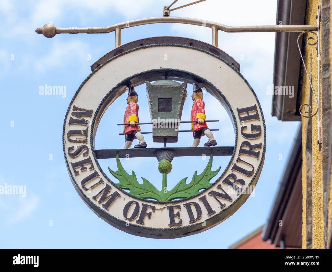 Panneau du musée d'Édimbourg, The Royal Mile, Édimbourg, Écosse, Royaume-Uni. Banque D'Images