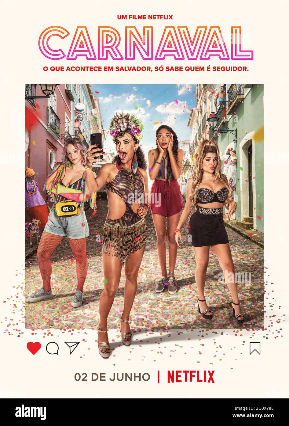 DATE DE SORTIE: 2 juin 2021 TITRE: Carnaval STUDIO: Netflix DIRECTEUR: Leandro Neri PARCELLE: Après une rupture, un influenceur emmène ses amis sur un voyage libre au Carnaval animé de Bahia, où elle apprend la vie n'est pas seulement au sujet des médias sociaux aime. AVEC : Samya Pascotto, Giovana Cordeiro, Bruna Inocencio, GKay poster Art. (Credit image: © Netflix/Entertainment Pictures) Banque D'Images