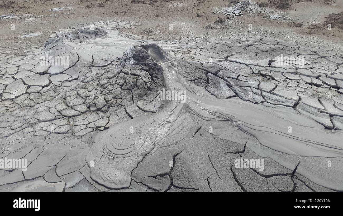 Évents actifs du volcan Mud à Icacos, Trinité-et-Tobago. Banque D'Images