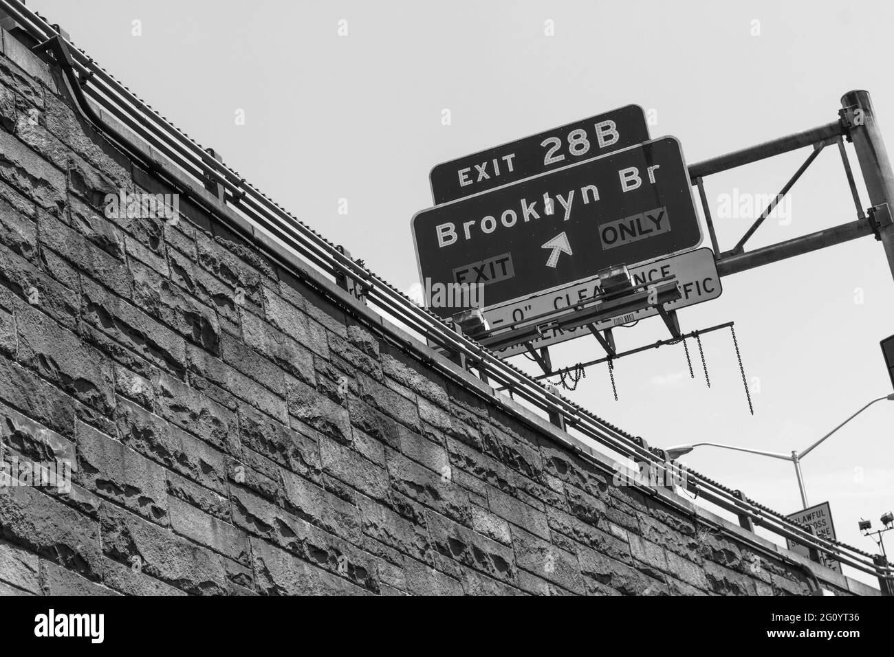 Panneau de sortie, pont de Brooklyn, Brooklyn, New York, États-Unis Banque D'Images