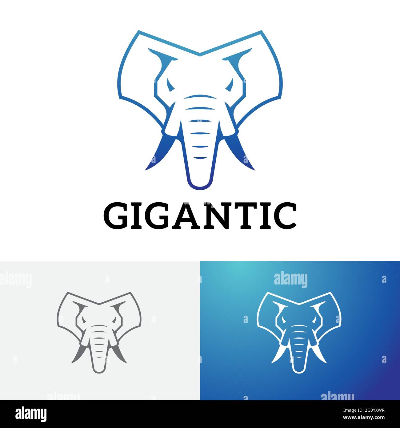 Logo du tronc ivoire géant Big Elephant Head Illustration de Vecteur