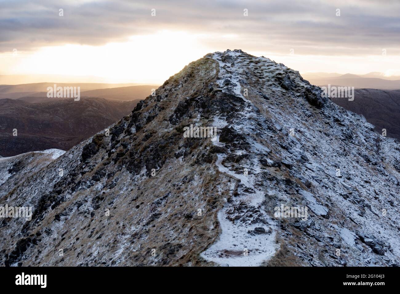 Sommet de la montagne Errigal. Le mont Errigal est le point le plus élevé du comté de Donegal (751 m) Banque D'Images