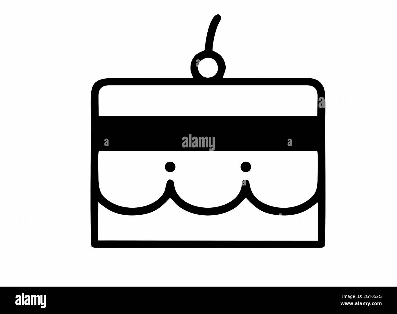 icône de vecteur de gâteau sucré et savoureux isolée en noir et blanc pour le logo, le signe, les applications ou le site web Illustration de Vecteur
