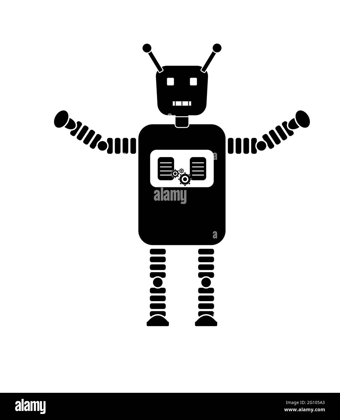 Vecteur robot en noir et blanc isolé. Robots Illustration de Vecteur