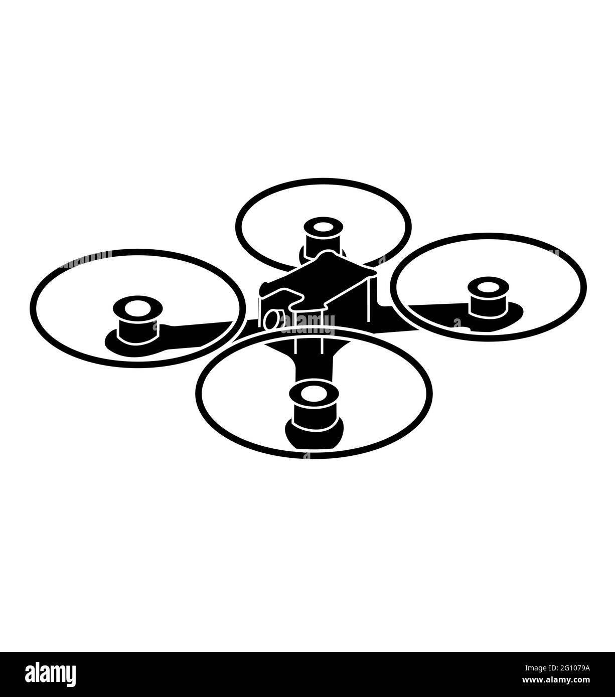 Un quadcopter ou un drone, le dessin est un drone de course ou quad de course tiré sous un angle. Un quadricoptère comme celui-ci est également fait pour la course. Drones Illustration de Vecteur