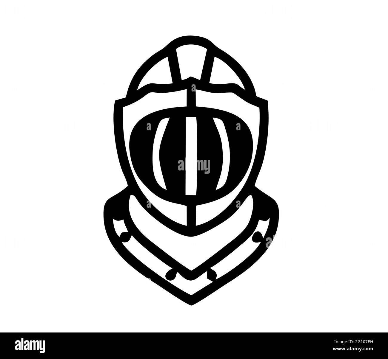 casque de chevalier médiéval d'armure de chevalier en noir et blanc isolé comme un vecteur pour les signes, le logo, les applications et les sites web Illustration de Vecteur