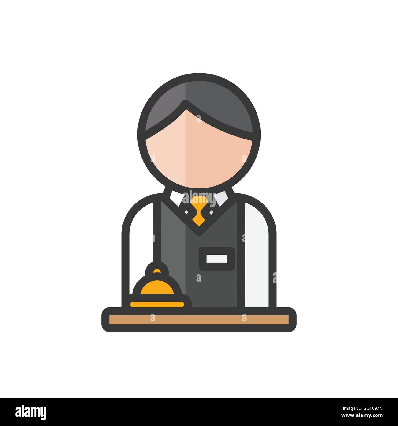Avatar du réceptionniste de l'hôtel pour homme. Homme avec uniforme et personnage de cloche. Utilisateur du profil, personne. Icône Contacts. Illustration vectorielle isolée Illustration de Vecteur