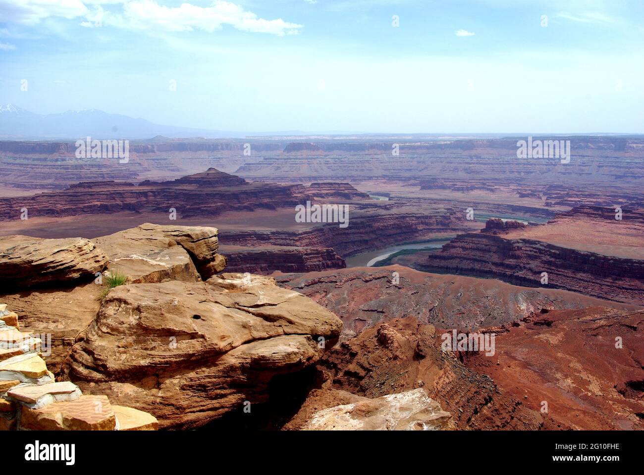 Vue sur le fleuve Colorado depuis Deadhorse point, le parc national de Canyonlands, Banque D'Images