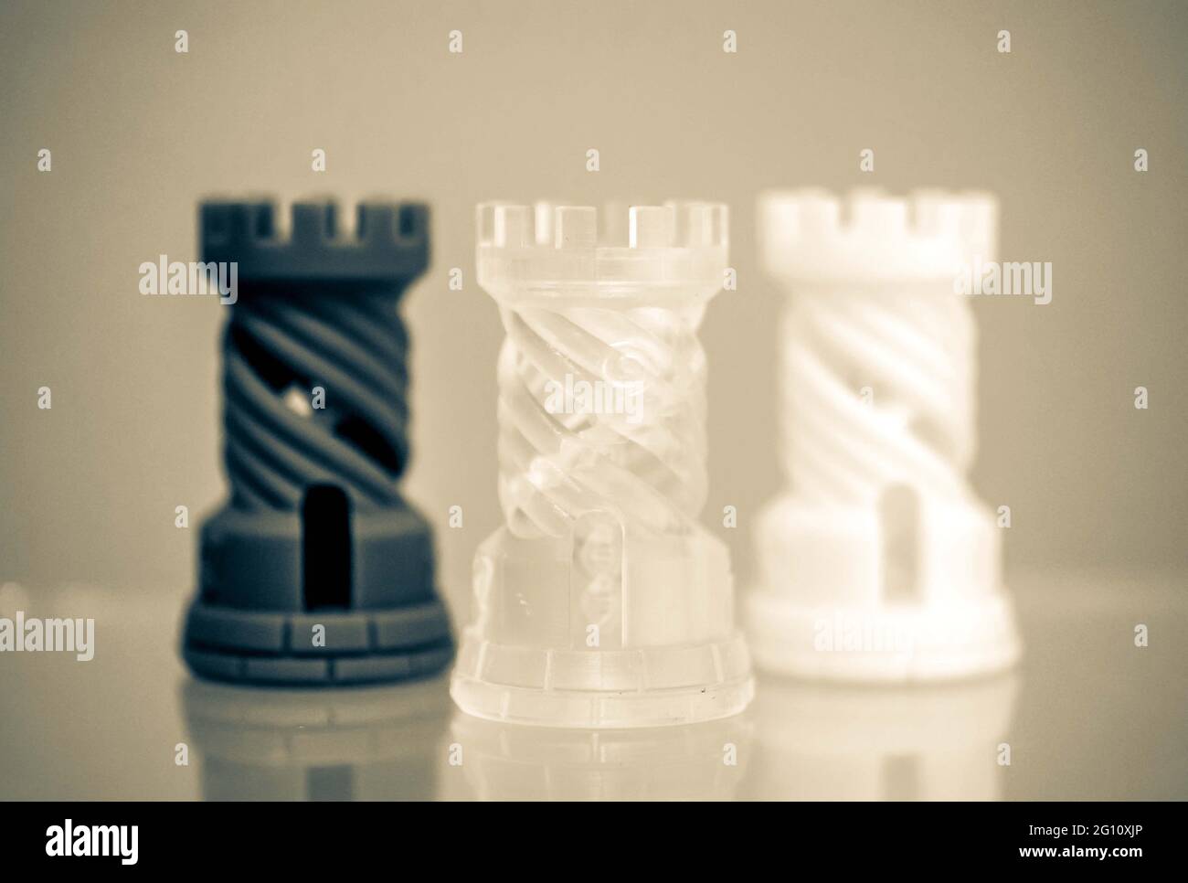 Photopolymère trois objets imprimé sur une imprimante 3d. Banque D'Images