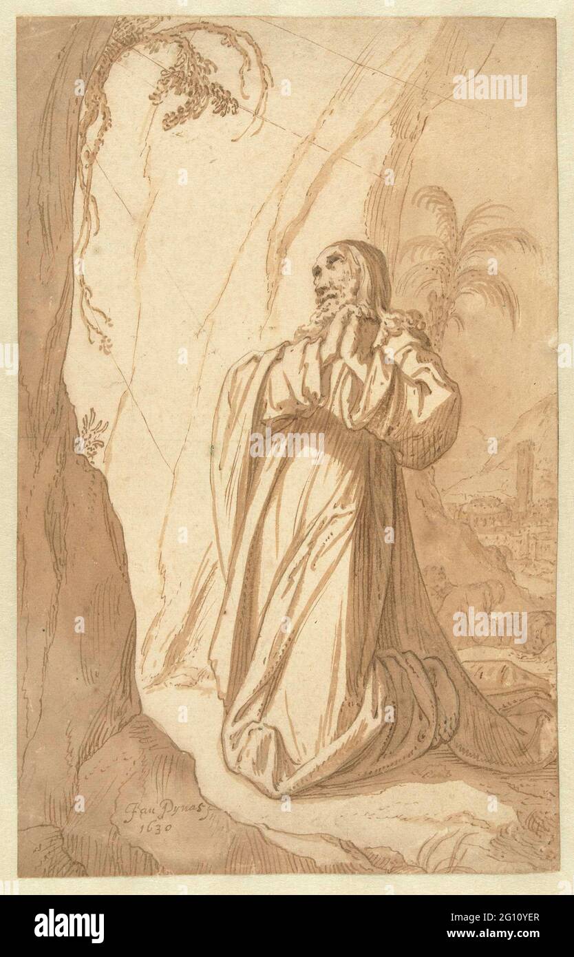 Christ dans Gethsemané. Christ en Gethsemané, agenouillé, regardant vers le haut avec les mains pliées vers la gauche. Banque D'Images