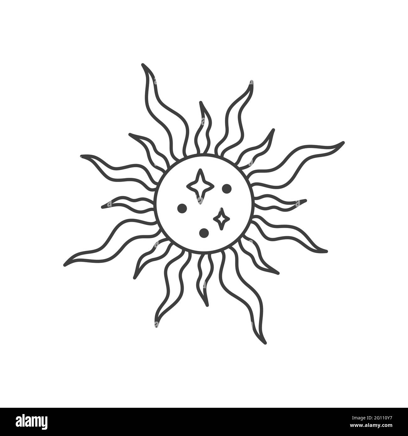 Soleil avec étoile de nuit Illustration de Vecteur