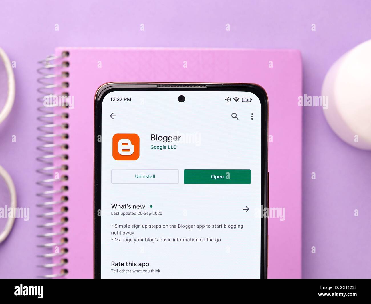 Assam, inde - 29 mai 2021 : logo Blogger sur l'écran du téléphone image de stock. Banque D'Images