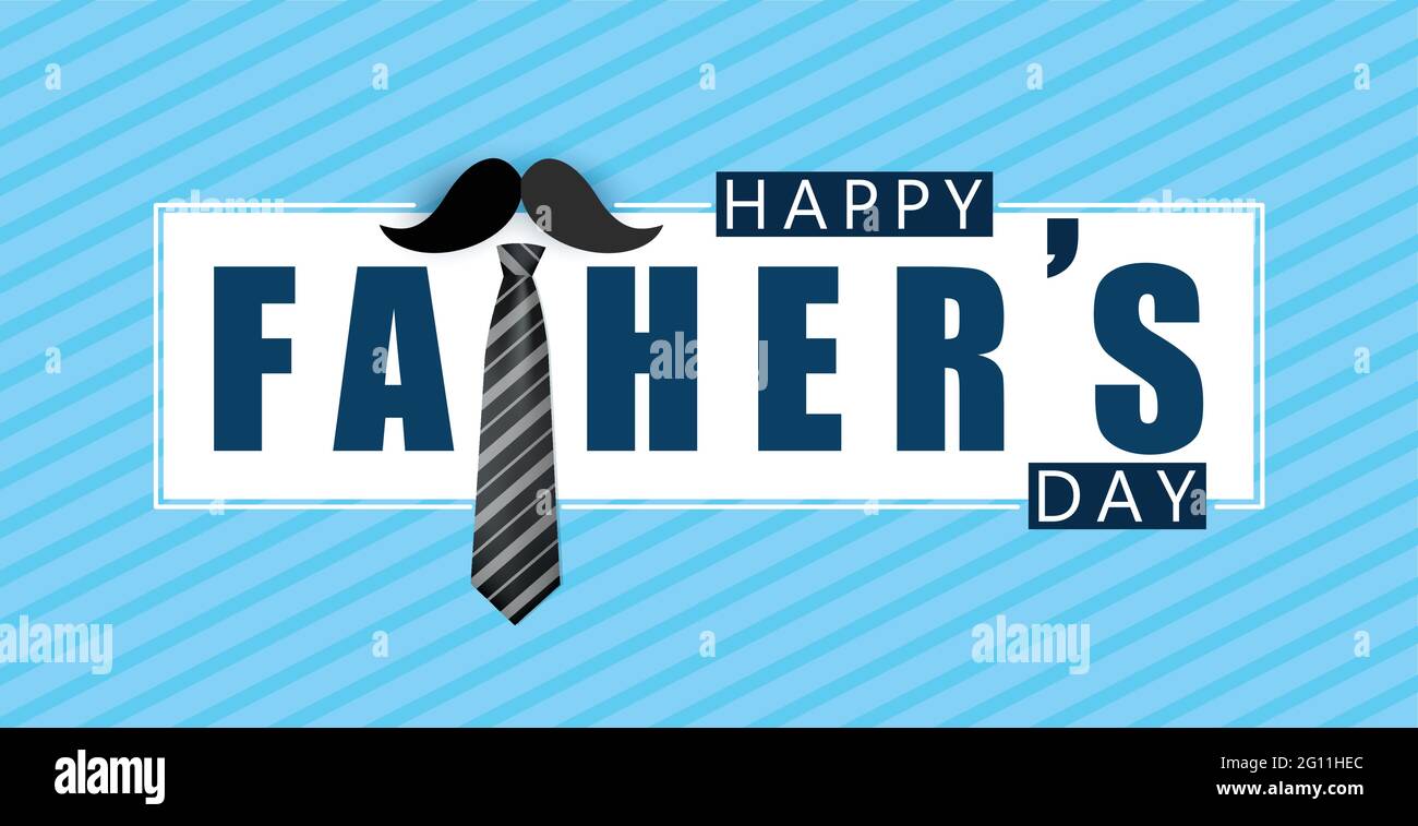 Illustration du vecteur du jour du père heureux avec moustache et arrière-plan de cravate. Bannière de fête des pères. Illustration de Vecteur