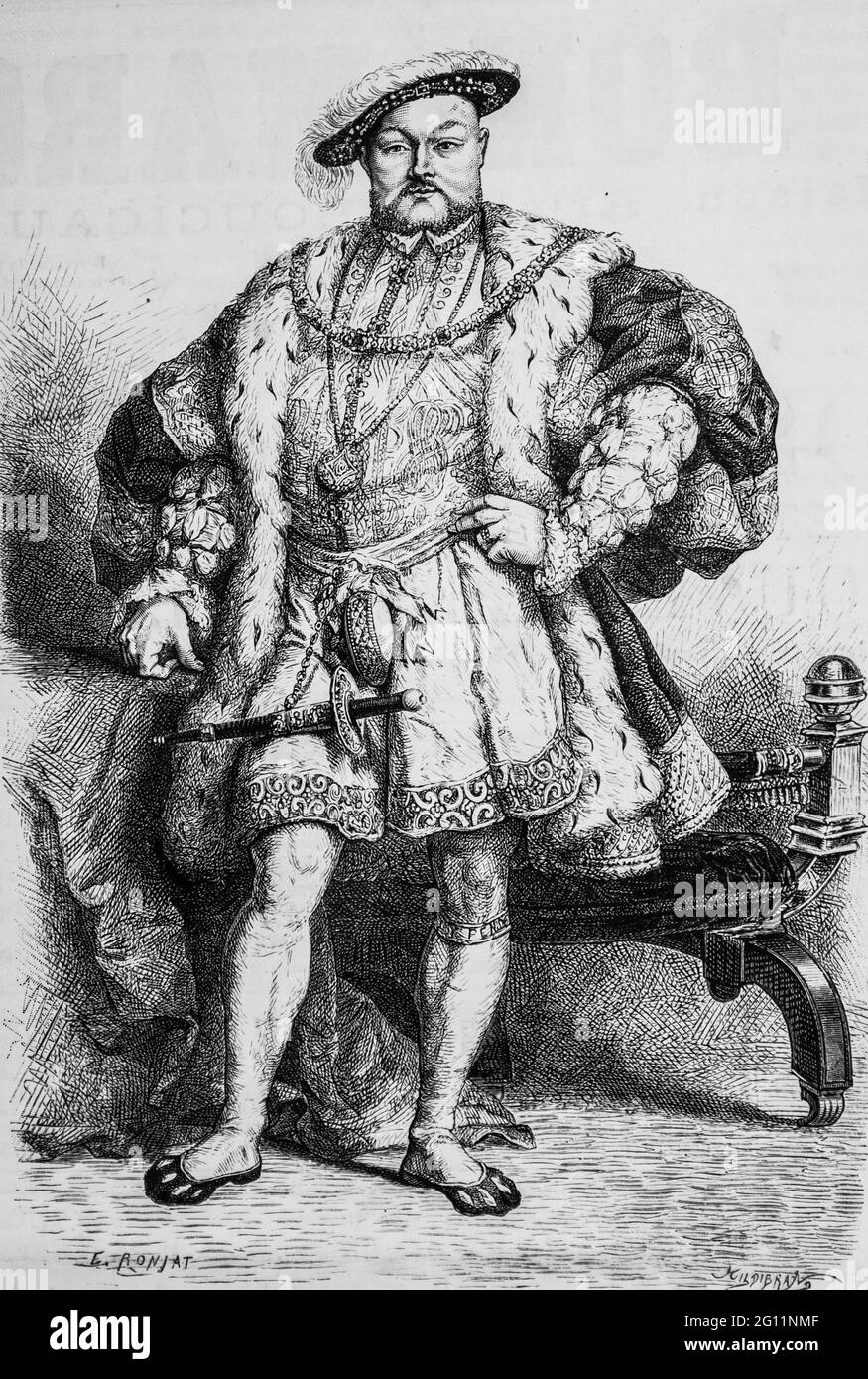 henri VIII roi d'angleterre ,l'univers illustrae 1882,éditeur librairie nouvelle Banque D'Images